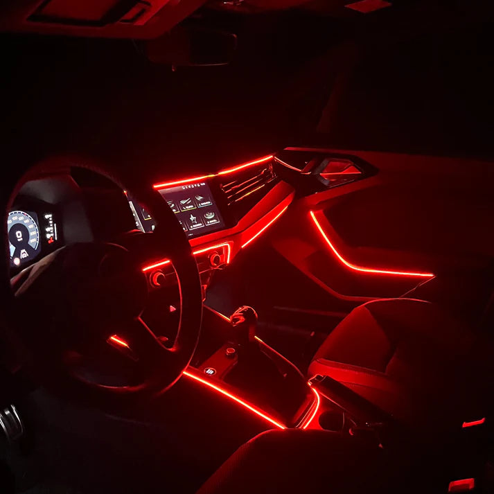 RGB LED Ambiente Osvětlení Auta - 110cm, Ovládání přes APLIKACI, Dekorace Interiéru